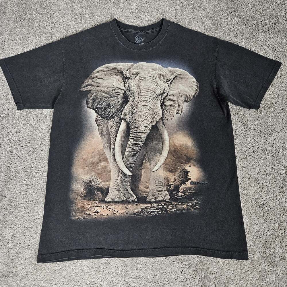 The Mountain T-Shirt Men's Large Black Tee Elephant Graphic Nature